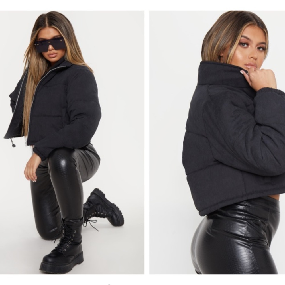cropped black puffer